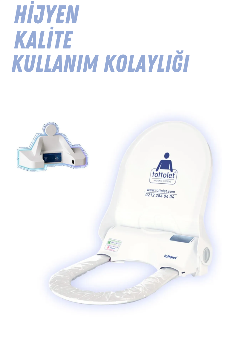 TOTTOLET  Elektrikli-Ledsörlü® Otomatik Hijyenik Klozet Kapak Sistemi Ve Rulo Paketi 15 Adet Rulo