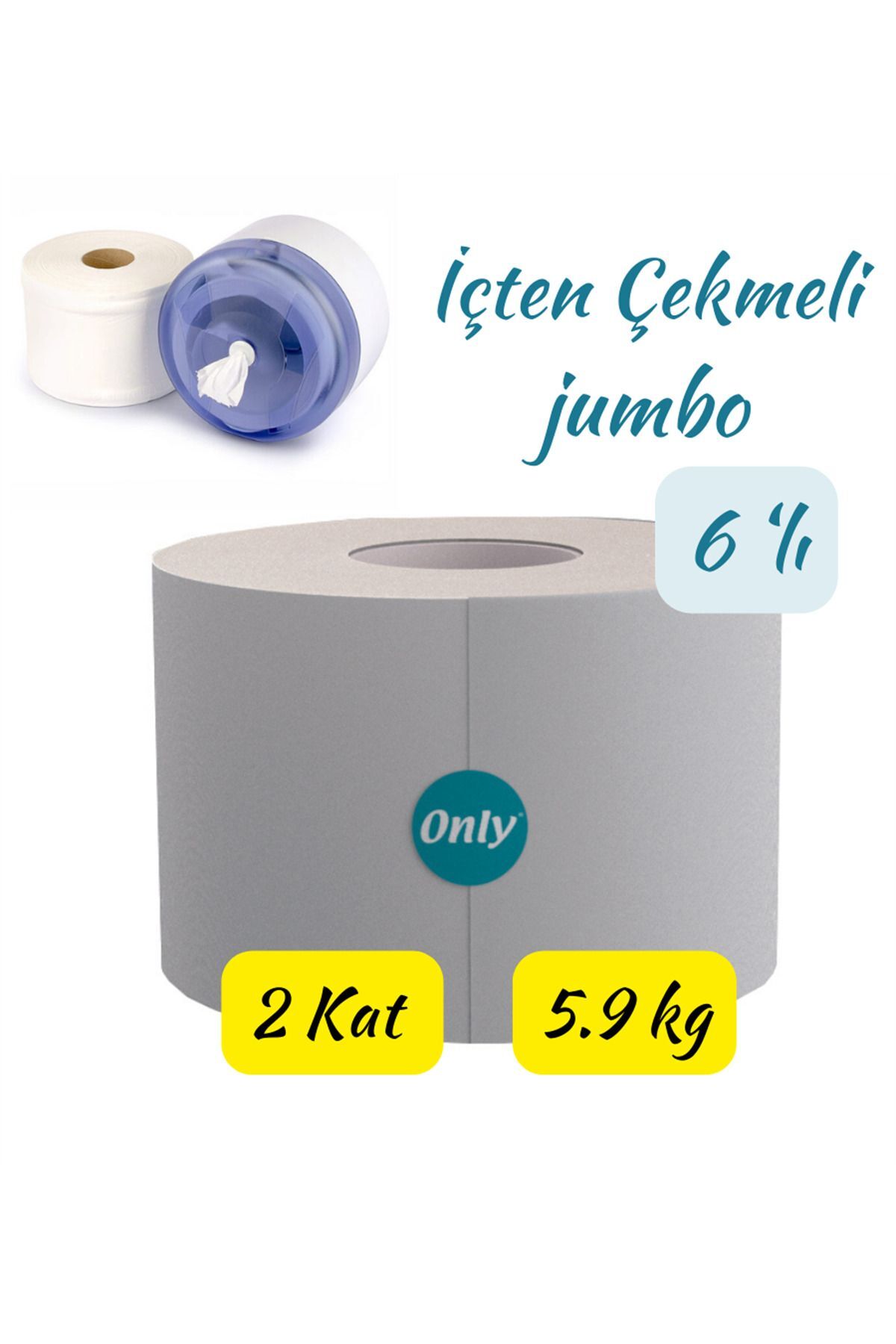 İçten Çekmeli Jumbo Cimri Tuvalet Kağıdı / 5.9 kg / 2 Kat / 6'lı Koli KG0016