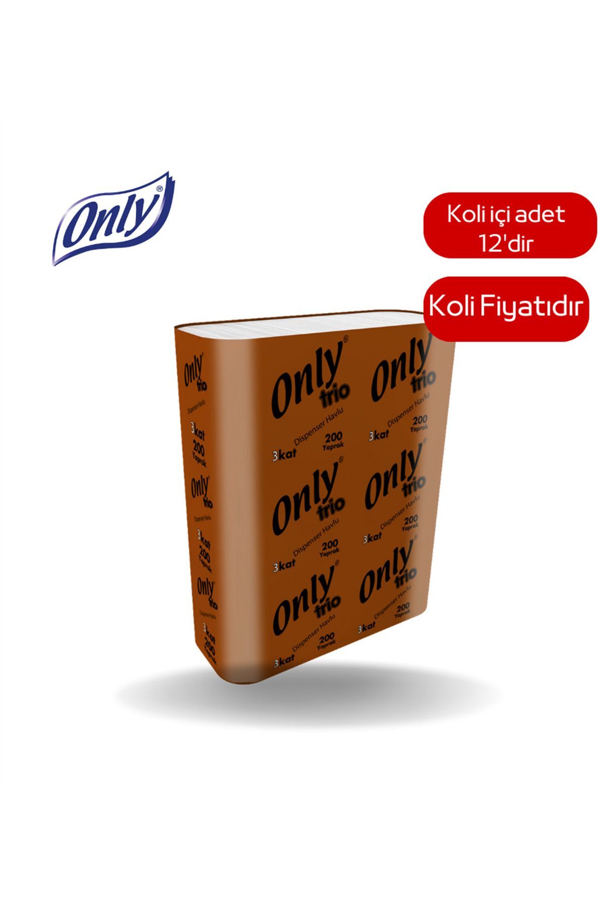 Trio 3 Katlı Dispenser Havlu 23 cm x 23 cm 200 Yaprak 12' li
