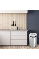 Döner Kapaklı Pratik Çöp Kovası 16 LT Paslanmaz Mutfak Banyo Tuvalet Balkon Teras Çöp Kovası
