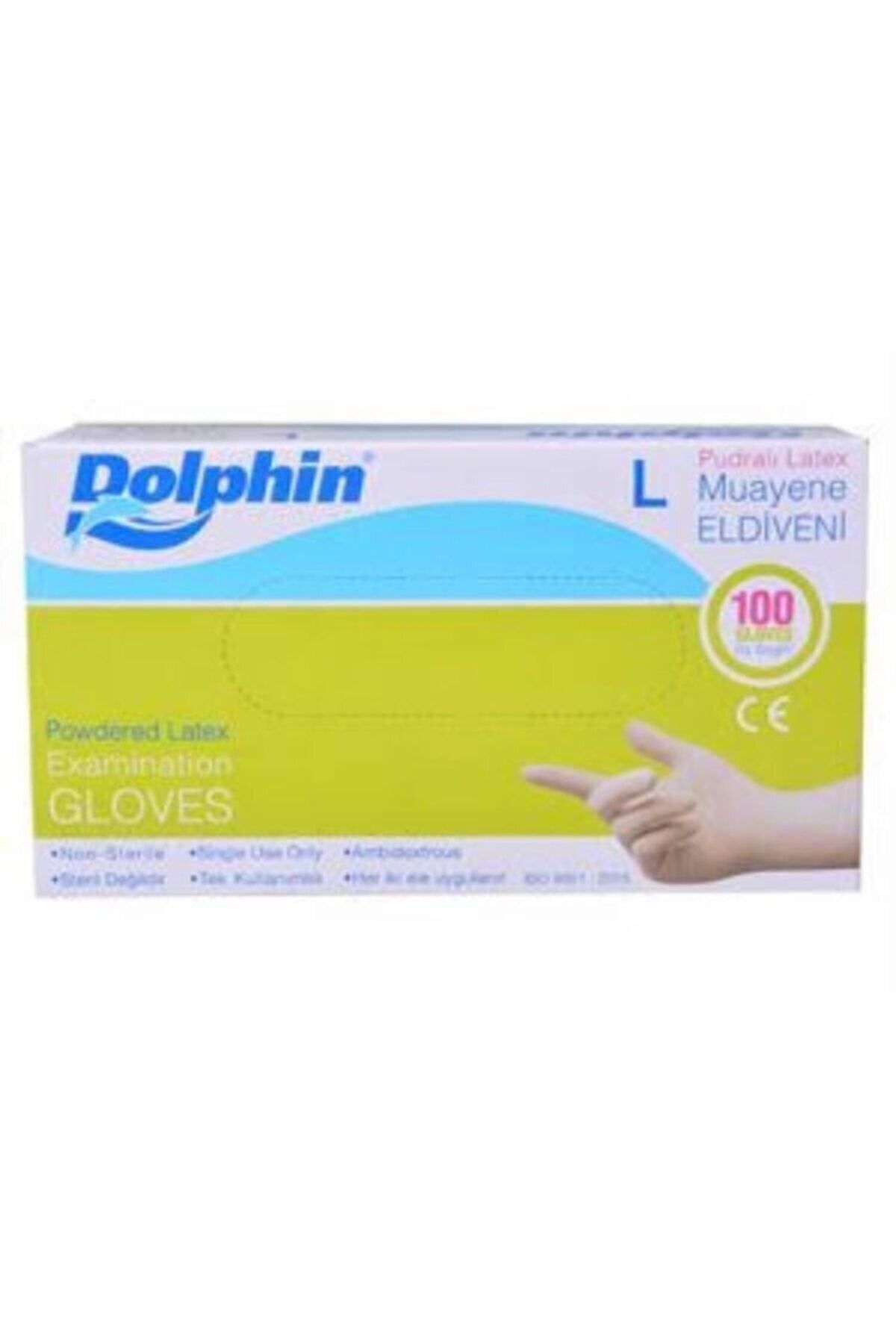 Dolphın Pudralı Latex Eldiven L Beden 100'lü